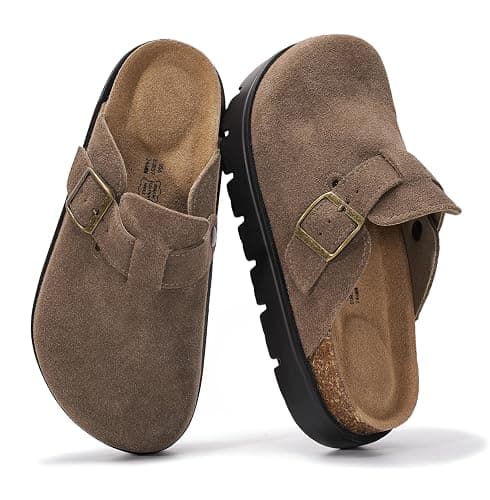 Project Cloud 100% Genuine Leather Platform Clogs for Women Footwear - Memory Foam Arch Support Cork Footbed Casual Shoes & Mules for Women 2025 (Benton Chunky) - Image 1