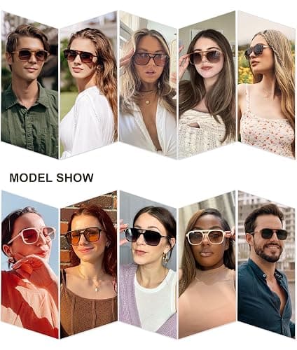 SOJOS Retro Aviator Sunglasses for Women Men,Trendy Rectangle Womens Mens Shades Sun Glasses SJ2202 thumbnail 3