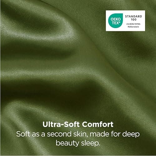 Bedsure Satin Pillowcase Standard Set of 2, Similar to Silk Pillowcase Moss | Reduces Hair Frizz & Skin Friction, Decorative Covers, Room Decor, Gifts for Women Men, Envelope Closure, Cooling, 20" x 26" thumbnail 5