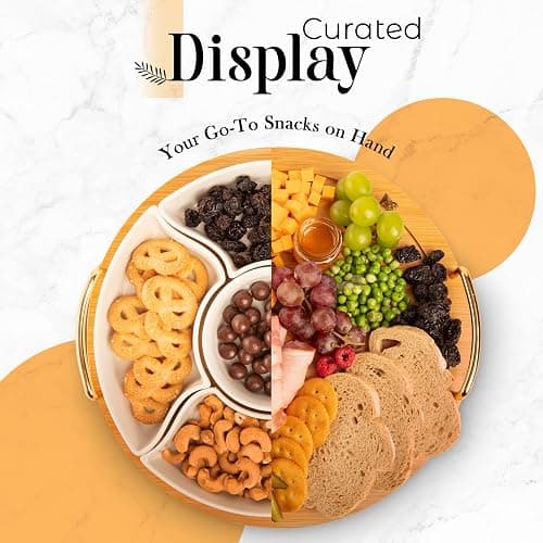 Chip and Dip Serving Set, 13.5" Serving Platters and Trays, Appetizer Serving Tray, Divided Serving Tray, Party Serving Relish Trays and Platters, Lazy Susan Taco Bar, Lazy Susan Serving Platter thumbnail 4
