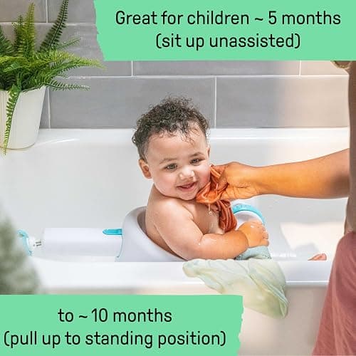 Ingenuity My Bath Seat for Sit-Up Baby Bathing, Sure & Secure Suction Cups, ASTM Safety Tested & Approved, Backrest for Assisted Sitting, Easy Setup & Storage, Gray thumbnail 7