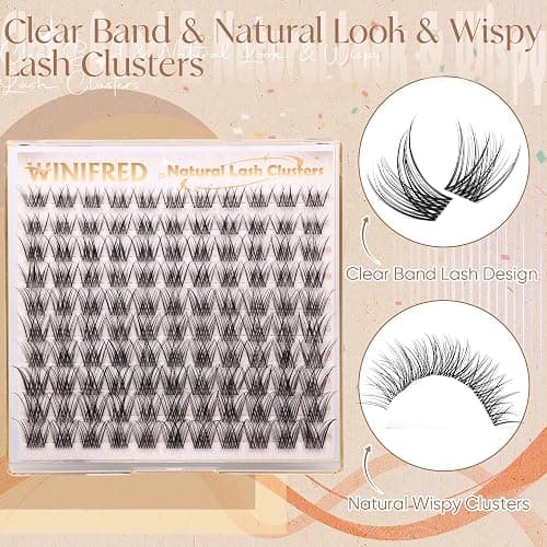 Natural Lash Clusters Clear Band Eyelash Clusters Wispy Lashes Clusters 8-14mm Cluster Eyelash Extensions C Curvature Individual Lashes DIY Lash Extension Natural Look by Winifred thumbnail 2