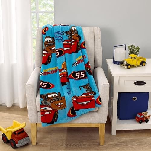 Disney Cars Radiator Springs Blue and Red Lightning McQueen and Tow-Mater Super Soft Toddler Blanket thumbnail 2