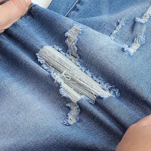 THUNDER STAR Womens Stretchy Mid Rise Flare Jeans Distressed Denim Bell Bottom Pants thumbnail 2
