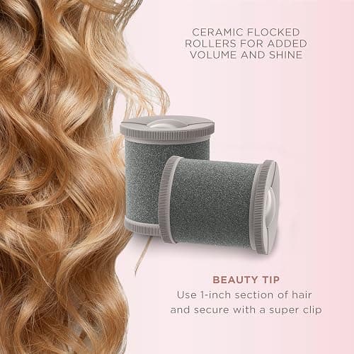 INFINITIPRO BY CONAIR Ceramic Flocked Hot Rollers for Long, Medium, and All Hair - Hair Curler - Hair Roller Clips Included - 2 inch Rollers thumbnail 4