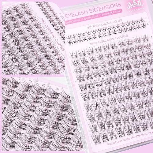 Natural Lash Clusters Kit Wispy Eyelash Clusters Kit with Bottom Eyelashes C Curly Lash Extension Kit with Invisible Band DIY Individual Lashes Kit with Lash Bond and Seal 132Pcs thumbnail 8