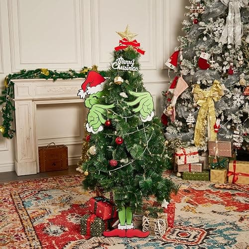 Christmas Elf Decorations for Christmas Tree,Elf Head Arms and Legs Christmas Tree Ornament,Thief Stole Elf Body Tree Topper Ornaments for Holiday Xmas Home Party Decorations (Green) thumbnail 2