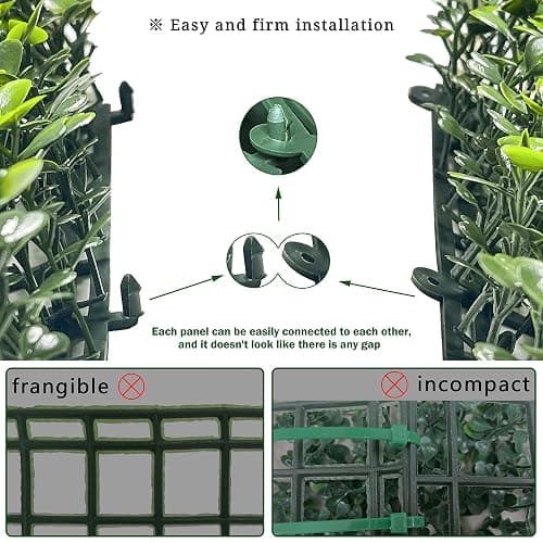 Bybeton Artificial Boxwood Grass Wall Panels - 10"x 10" (10Pcs) Faux Green Panels for Interior Backdrop - Garden - Indoor Outdoor Plants Decor thumbnail 4