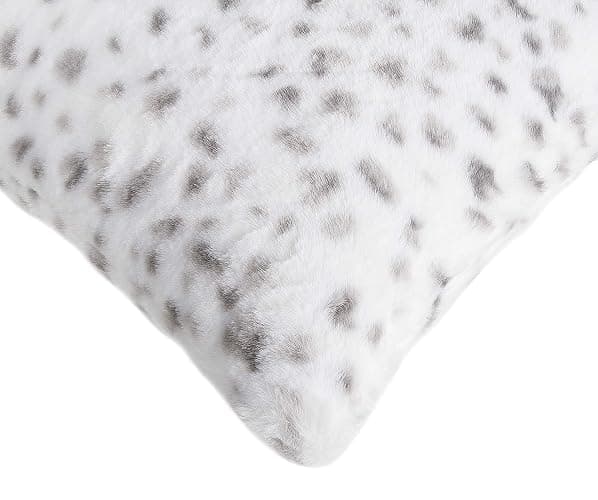 Luxe Faux Fur Pillow Set of 2, Snow Leopard, 18 x 18 in | Double-Sided Design, Includes Inserts, Couch and Bed Accent thumbnail 2