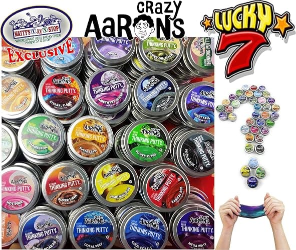 Matty's Toy Stop Crazy Aaron's Putty Mini Tins Lucky 7 Surprise Gift Set Party Bundle - 7 Pack (.47oz Each) Assorted Colors thumbnail 2