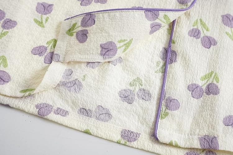Vopmocld Big Girls Button Down Sleepwear Short Sleeve top & Pants 2PCS Crepe Pajama Sets Soft Lapel Shirt Loungewear - 18 - Purple Floral thumbnail 7