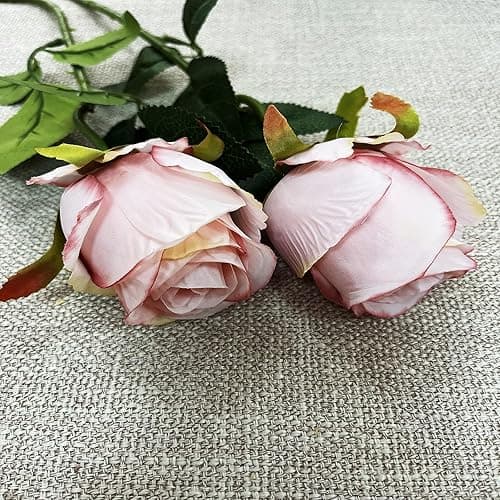 Flojery 10pcs Artificial Rose Flowers Long Stem Fake Silk Roses for DIY Wedding Bouquet Table Centerpiece Home Decor (Light Pink) - Light Pink thumbnail 2
