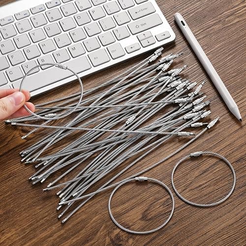 Imslery 7.8 in Steel Wire Keychain Cable,Nylon Coated Metal Key Ring,Luggage Tags Loops 2mm Twist Barrel,Silver thumbnail 4