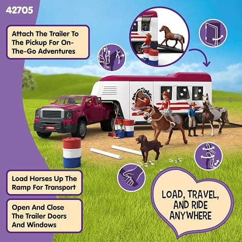 Schleich Horse Club - 119 PC Lakeside Truck and Trailer Playset With 2 Horse Figurines, 2 Poseable Rider Figures and Accessories - Interactive Play for Girls and Boys - Toys for Kids Ages 5+ | 42705 thumbnail 5