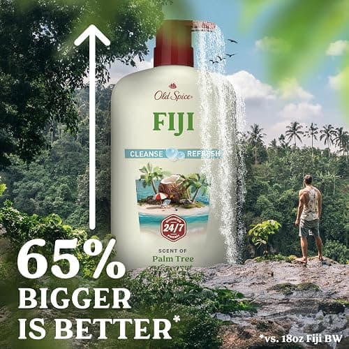 Old Spice Body Wash for Men, 24/7 Shower Fresh with Lasting Scent, Cleanse & Refresh, Gentle on Skin, Vitamin B3, Fiji with Palm Tree + Coconut Scent, 25 oz (Pack of 4) thumbnail 8