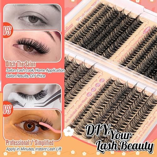 calphdiar Wispy Lash Clusters 30D+40D+50D+60D Individual Lashes 480PCS Eyelash Clusters Natural Volume Lashes Clusters D-curly Cluster Eyelash Extensions 8-18MM DIY Lash Extension at Home thumbnail 6