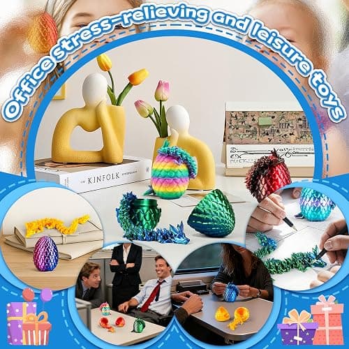 Cybermaker 12PCS 3D Printed Dragon Toys Eggs with Dragon Inside, Christmas Stocking Stuffers for Kids, 3D Printing Toys for Kids, Fidget Toy for Adults Teens Boy Gifts Cool Stuff Christmas Fun Gifts thumbnail 4