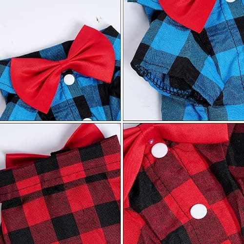 Tongcloud 3 Pack Plaid Puppy Cat Shirt - Cute Dog & Cat Shirts for Extra Large Dogs & Cats - Birthday Party & Holiday Photo(Red, Blue & White, X-Large) thumbnail 2