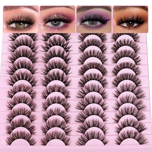 20 Pairs False Eyelashes Natural Faux Mink Lashes Wispy Cat Eye Lashes Fluffy 4 Styles 5D Volume Fake Eyelashes Pack by TNFVLONEINS - Image 1