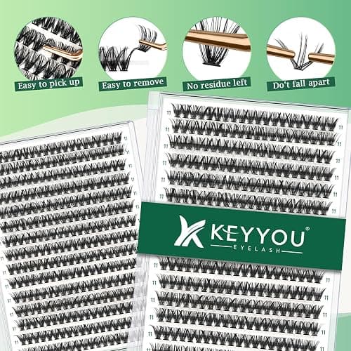 Lash Clusters 300pcs Individual Lashes 40D 0.07C Curl 11mm DIY Eyelash Extension KEYYOU Large Tray Volume Soft&Natural Cluster Lashes(40D-0.07C,11） thumbnail 3