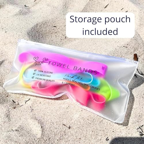 Towel Bands (6-Pack), Beach Pool & Cruise Chairs, Extra Durable, No Snapping, Cruise Ship & Beach Essentials, Great Alternative to Beach Towel Clips (3 Regular + 3 Glow in The Dark thumbnail 5