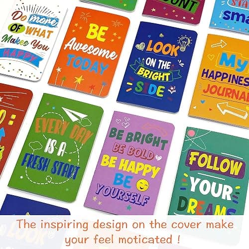 Cinrobiye 24 Pcs Mini Colorful Notebooks, Funny Motivational Journals Notepads Inspirational Notepads Small Pocket Notebook for Kids Teacher School Office Gift Bulk Prizes Travel Supplies (Colorful) thumbnail 8