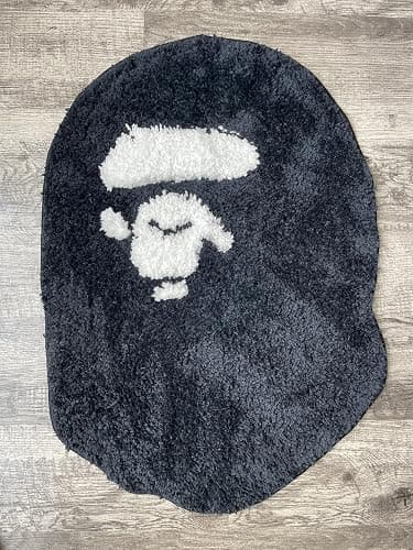 Luxape Bape Rug - Handmade & Premium- 28in W * 20in L (70 * 50cm) - Hypebeast Rug - Hypebeast Rug Decor - Living Room, Bedroom, Children Room, Door mat - A Bathing APE Rug (Blue Camo) (Gorilla) thumbnail 4