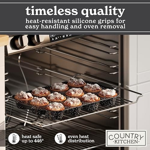 Country Kitchen Nonstick Stackable Bakeware Set - Durable, Easy Release Baking Set, Black, 10 Pcs - Black - 10 Pcs thumbnail 4