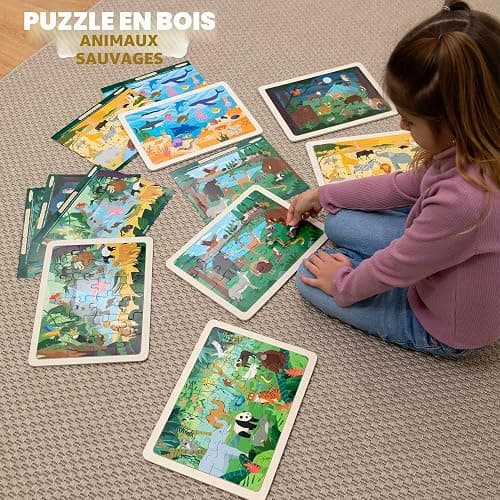 BONNYCO Puzzle Bois Enfant 6 Ensembles 24 Pcs, Animaux de Différents Écosystèmes. Puzzle 3-8 Ans avec Plateau, Jouet Educatif. Cadeau Garcon et Fille, Anniversaire, Noël thumbnail 9