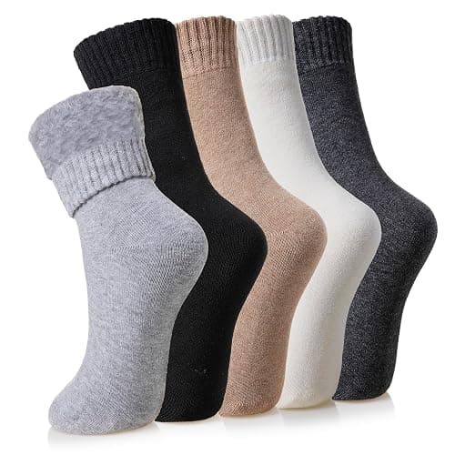 Velice Winter Warm Thermal Socks for Women Extra Thick Insulated Heated Crew Boot Socks for Cold Weather 5 Pairs - Image 1