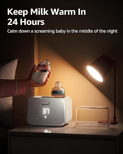 Baby Bottle Warmer, Grownsy 8-in-1 Fast Milk Warmer with Timer Breastmilk or Formula, Fits 2 Bottles, Accurate Temperature Control, with Defrost, Sterili-zing, Keep, Heat Baby Food Jars Function thumbnail 4