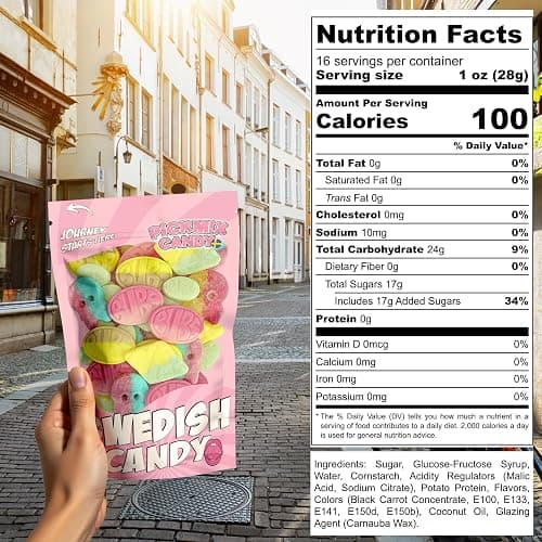 BUBS Swedish Candy Mix 1 Pound Bag With 6 Flavor Variety, Sweet & Sour Skulls, Ovals & Tutti Frutti Rombs thumbnail 2