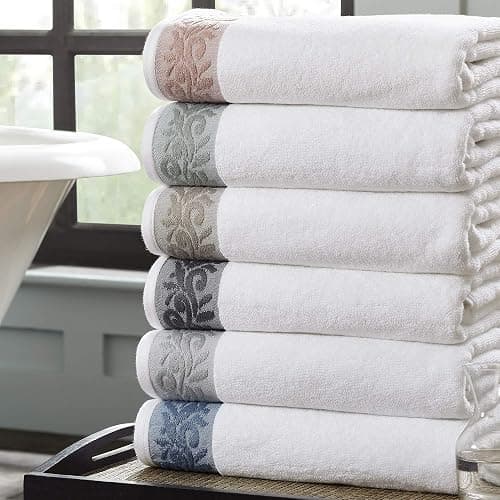 Modern Threads 600 GSM 6-Piece Towel Set with Filgree Jacquard Border Charcoal thumbnail 2