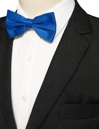 JEMYGINS Solid Color Pre-tied Bow Tie Adjustable Bowtie for Men thumbnail 2