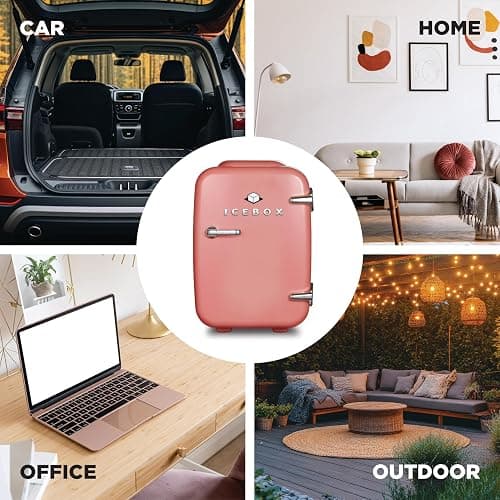 ICEBOX IBMF4BLS Mini Fridge For Bedroom, Skincare Refrigerator, Portable Cooler & Warmer for Makeup, for Office & Home, Mini (4 L / 6-Can), Blush Red thumbnail 6