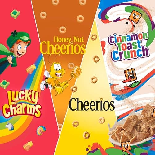 General Mills Cereal Variety Pack, Lucky Charms, Cinnamon Toast Crunch, Cheerios, and Honey Nut Cheerios, 8 Single Serve Pouches, 9.14 oz thumbnail 4