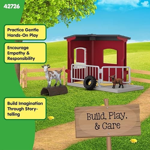 Schleich Farm World – 31PC Goat Stable Playset with 2 Goat Figures and Accessories – Farm Animal Toys for Boys and Girls – Pretend Play Barn Toy for Imaginative Play - Toddlers, Kids Ages 3+ | 42726 thumbnail 4