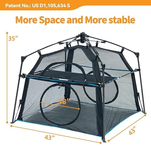 Extra Large Catio Outdoor Cat Enclosure, 2-Tier Foldable Cat Tent with 3 Doors for Patio, Balcony, Indoor & Camping, Weatherproof Sunproof Cat Playpen with Carry Bag Included（Patented） thumbnail 5