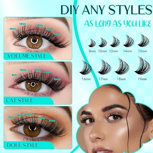Lash Clusters Fluffy Cluster Lashes Extensions Thick 280pcs D Curl Eyelash Clusters DIY At Home Individual Lashes Extension by GEMERRY（80P-10-18mm) thumbnail 3