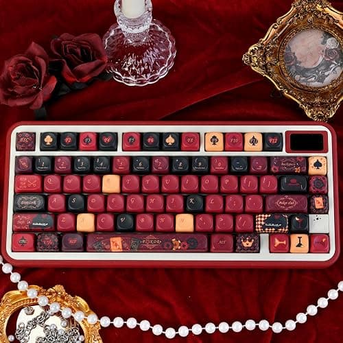 GEKUCAP Red Black PBT Keycaps, Poker Themed Custom Keyboard Keycaps | Dye-Sublimation MOA Profile Keycaps Set 130 Keys for 75% TKL Cherry Gateron MX Switches Mechanical Keyboards thumbnail 9