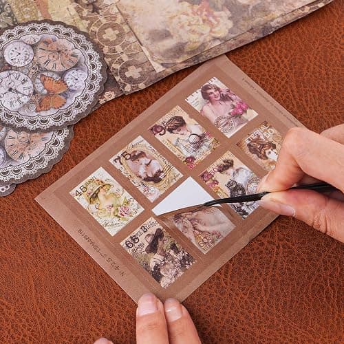 Funto Scrapbooking Kit (202 PCS), Vintage Collection-Wisteria & Butterfly, Perfect for Bullet Scrapbooking Materials, Planner DIY Arts Craft Collage thumbnail 5