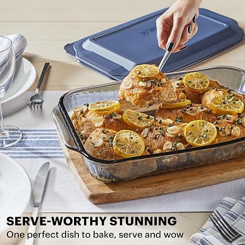 Pyrex Colors Tinted (9x13") Glass Baking Dish with BPA-Free Lid, Oblong | Preheated oven, freezer, dishwasher & microwave safe thumbnail 2
