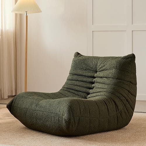 Adults Bean Bag Chairs Togo Couch Comfy Lazy Floor Sofa, Green, 1 Seater - Image 1