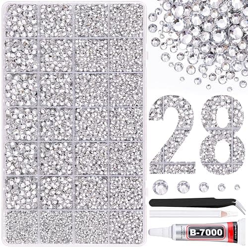 30000Pcs Resin Rhinestones for Bedazzling with Tweezers, Clear Rhinestones for Crafting with B7000 Jewelry Glue for DIY Crafts Clothing Tumblers Shoes Fabric Nail Art - Image 1