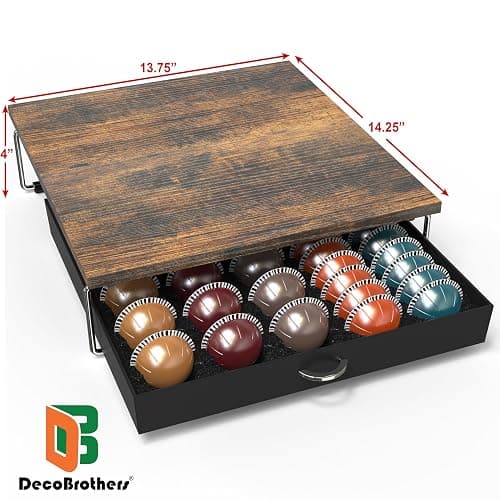 DecoBrothers Supreme Vertuoline Drawer, Holds with 30 Big or 60 Small Vertuoline Pods, Rustic Brown thumbnail 3