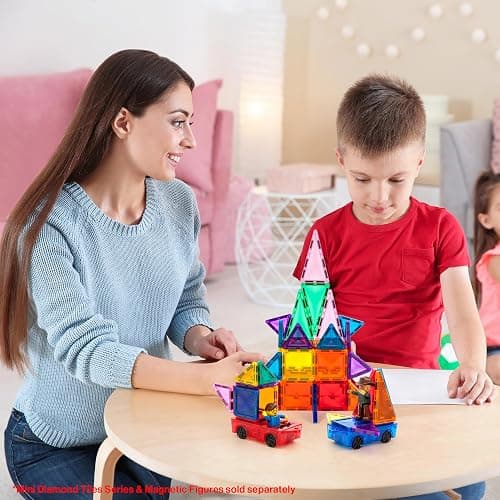PicassoTiles 2 Piece Car Mini Truck Construction Kit Toy Set Vehicle for Magnetic Blocks Building Tile Sensory Magnet Toys Bricks STEM & Learning Educational School Puzzle Girls Boys Toddlers Ages 3+ thumbnail 2