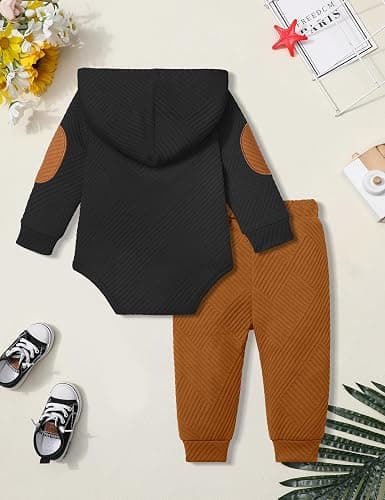 Fommy Baby Boy Clothes Colorblocked Long Sleeve Hoodie + Long Pants 2PCS Fall Winter Outfits Set thumbnail 7