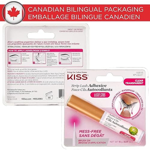 KISS Clear Strip Lash Adhesive With Aloe, Waterproof, Formaldehyde and Latex Free, Odor Free, Cruelty Free, Super Strong Hold Eyelash Glue with Brush Applicator, 0.17 Oz. thumbnail 6