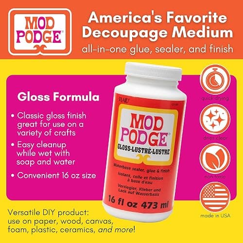 Mod Podge Gloss Sealer, Glue & Finish: All-in-One Craft Solution- Quick Dry, Easy Clean, for Wood, Paper, Fabric & More. Non-Toxic - Craft with Confidence, Made in USA, 16 oz., Pack of 1 thumbnail 2