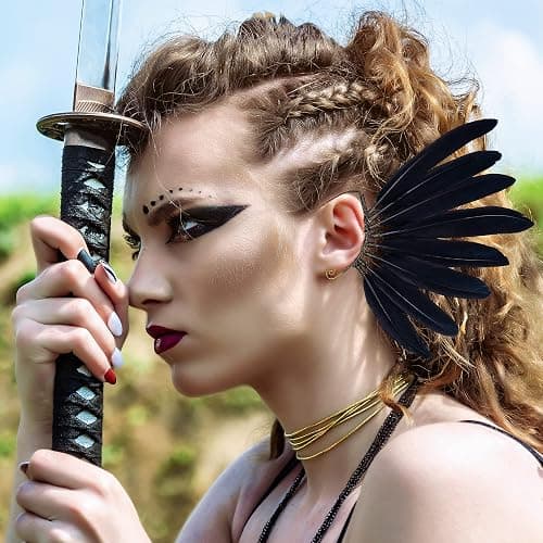 FRESHME Black Faux Feather Ear Cuffs - Indian Ethnic Plume Ear Clips Viking Tribal Earrings Bronze Wire Wrapped Fairy Elf Ear Cuffs Wraps Fantasy Jewelry for Unisex Cosplay Costume Dress Accessories thumbnail 4